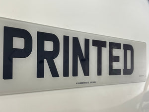 standard printed number plate